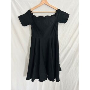 Belle Poque Black Off Shoulder Sweetheart Neckline Smocked Fit Flare Dress Large